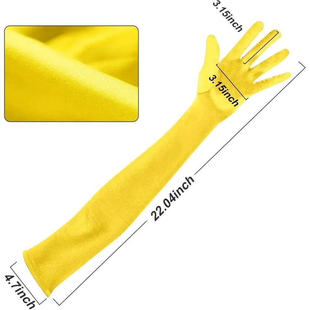 Women's Satin Dark Yellow Long Gloves Costumes Elbow Length Evening Party Prom